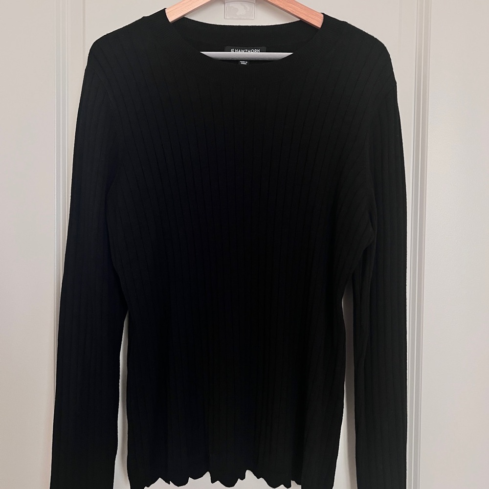 Black Ribbed Long Sleeve Sweater
